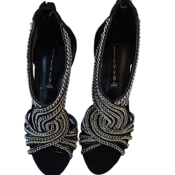 Steve Madden Black and Silver Rhinestone Heels - Picture 6 of 7